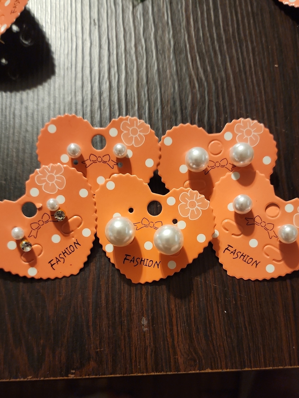 Kids Faux Pearl Stud Earrings - Orange